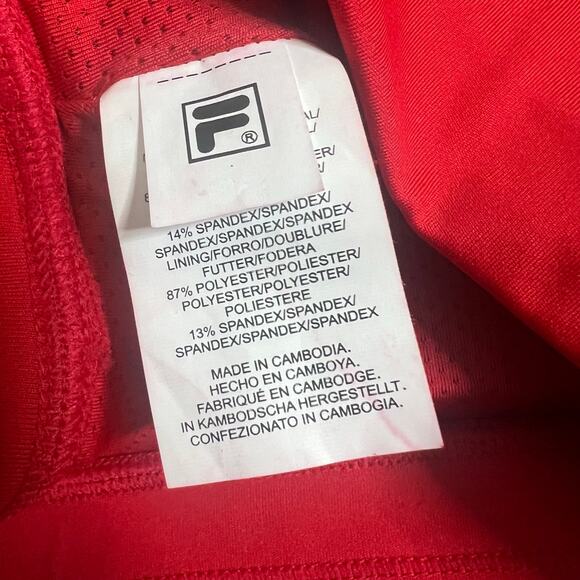 Fila Grete High Neck Sports Bra SMALL Red Racerback Longline Athletic Workout - Picture 9 of 12